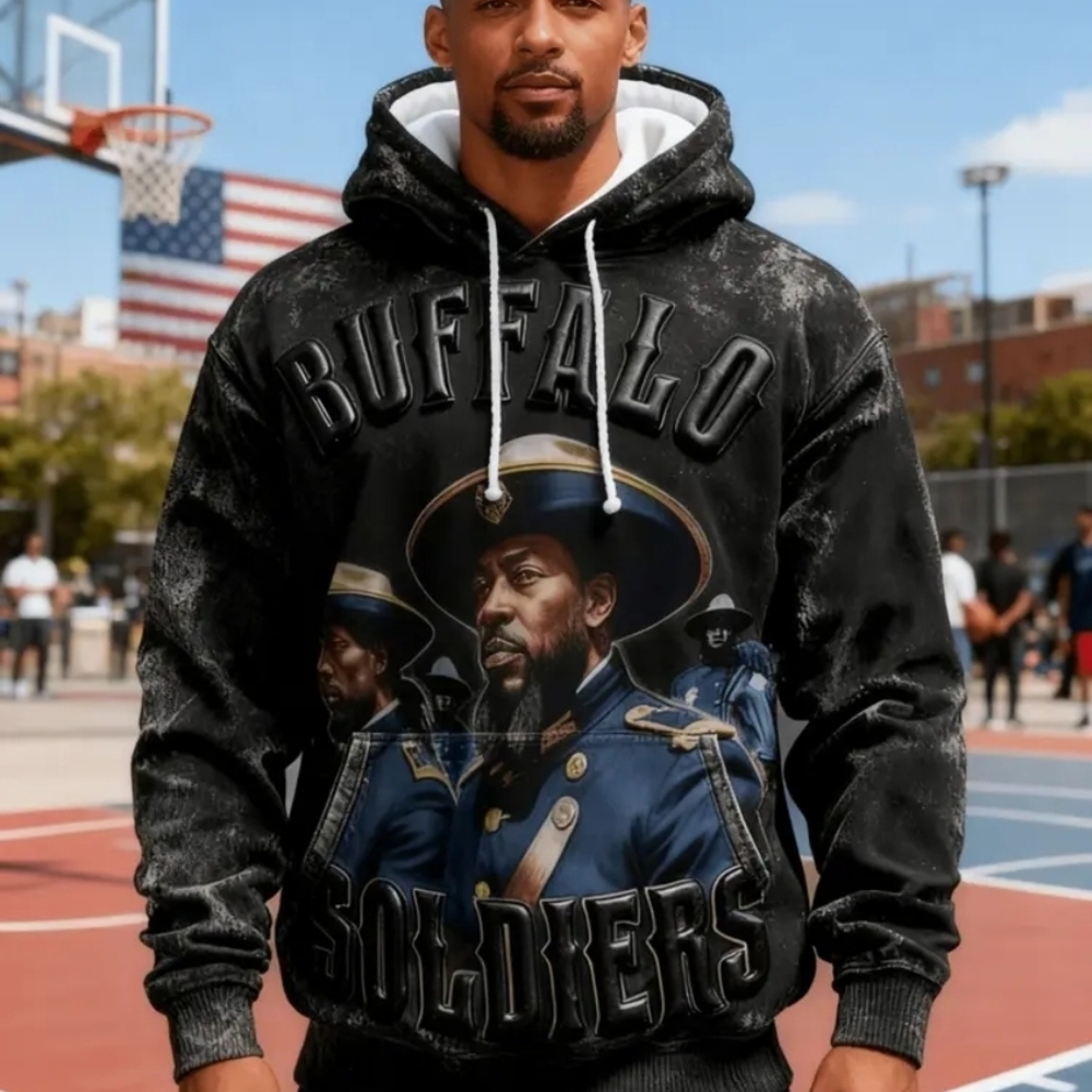 Buffalo Soldiers Graphic Black Hoodie